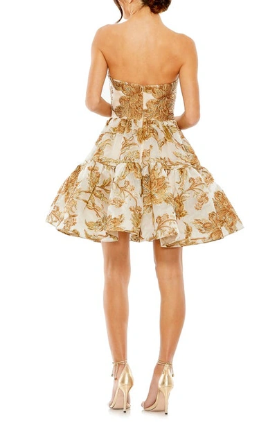 Shop Mac Duggal Strapless Brocade Minidress In Bronze