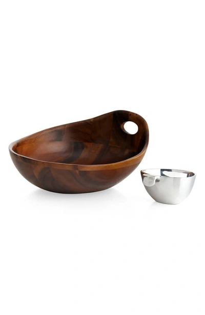 Nambe Portables Chip And Dip Bowl In Brown