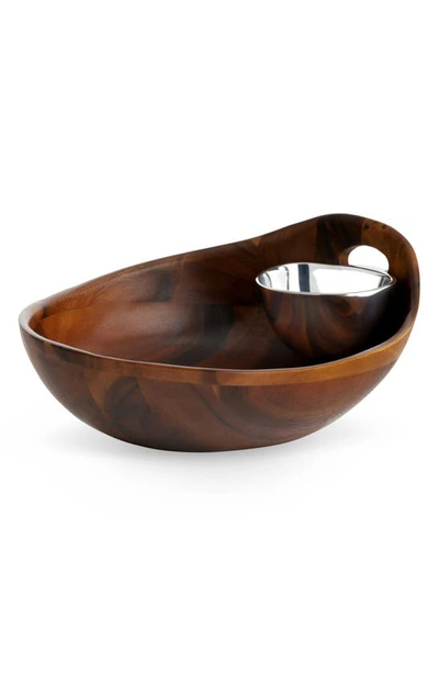 Nambe Portables Chip And Dip Bowl In Brown