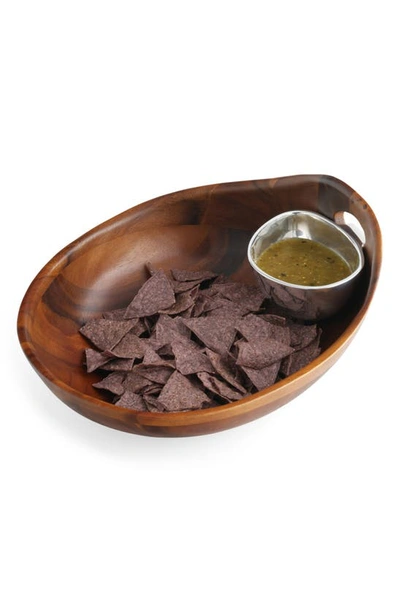 Nambe Portables Chip And Dip Bowl In Brown