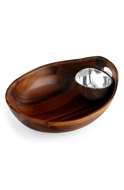 Nambe Portables Chip And Dip Bowl In Brown