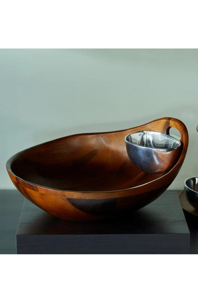 Nambe Portables Chip And Dip Bowl In Brown