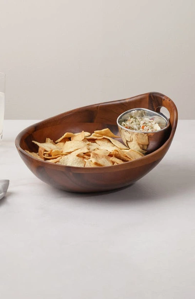 Nambe Portables Chip And Dip Bowl In Brown