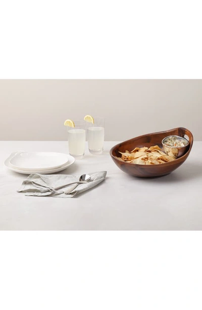 Nambe Portables Chip And Dip Bowl In Brown