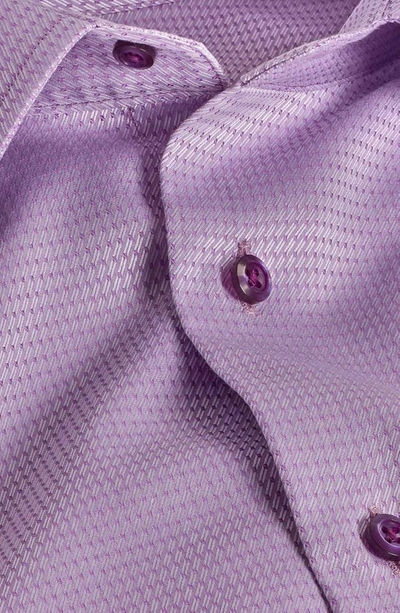 Shop David Donahue Regular Fit Dobby Diagonal Cotton Dress Shirt In Lilac