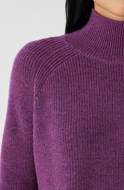 Shop Eileen Fisher Merino Wool Crop Turtleneck Sweater In Plum Blossom