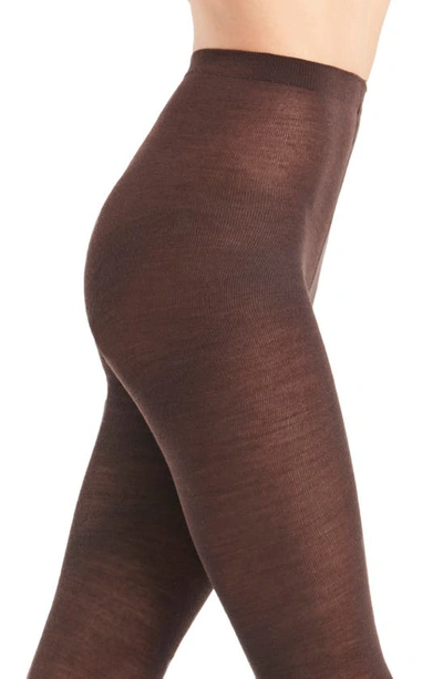 Shop Wolford Merino Wool Blend Tights In Soft Cacao