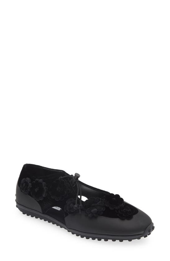 Cecilie Bahnsen Shay floral-appliqué ballerina shoes - Black