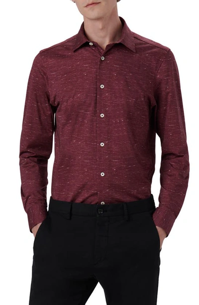 Shop Bugatchi James Ooohcotton® Mélange Print Button-up Shirt In Burgundy