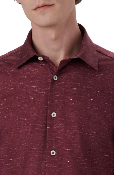 Shop Bugatchi James Ooohcotton® Mélange Print Button-up Shirt In Burgundy