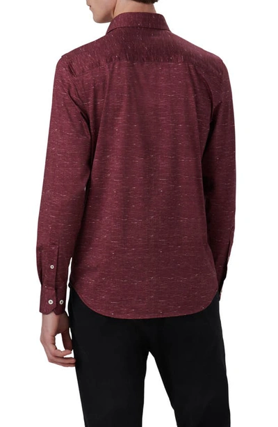 Shop Bugatchi James Ooohcotton® Mélange Print Button-up Shirt In Burgundy