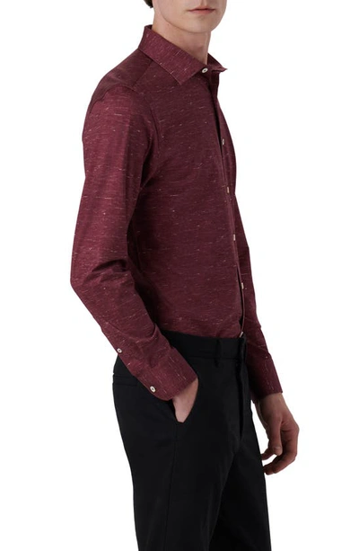 Shop Bugatchi James Ooohcotton® Mélange Print Button-up Shirt In Burgundy