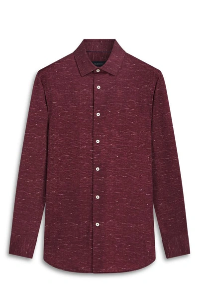 Shop Bugatchi James Ooohcotton® Mélange Print Button-up Shirt In Burgundy