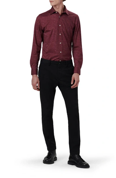 Shop Bugatchi James Ooohcotton® Mélange Print Button-up Shirt In Burgundy