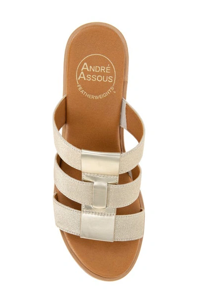 Shop Andre Assous Bentley Wedge Sandal In Platino