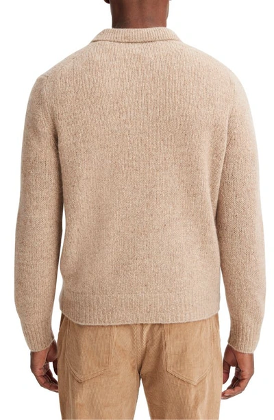 Shop Vince Donegal Tweed Cashmere Polo Sweater In Camel