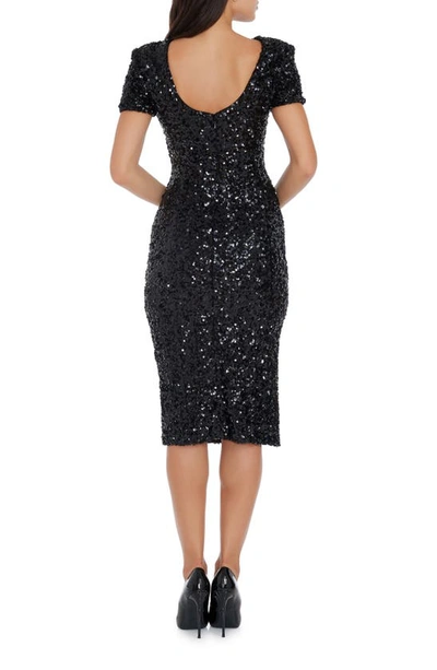 Shop Dress The Population Natasha Sequin Sheath Midi Dress In Black