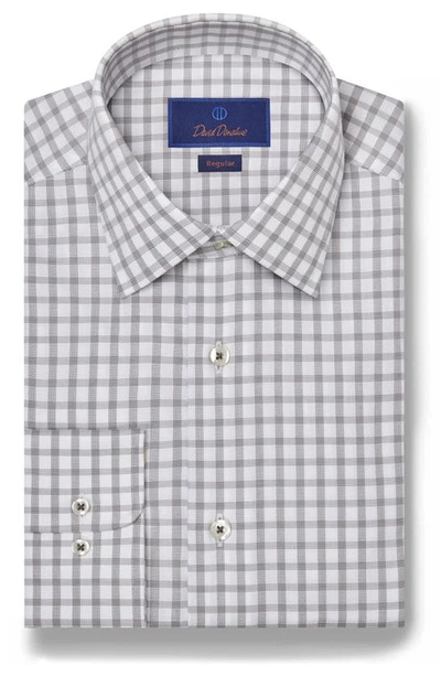 Shop David Donahue Regular Fit Dobby Check Cotton Dress Shirt In White/ Pearl