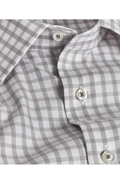 Shop David Donahue Regular Fit Dobby Check Cotton Dress Shirt In White/ Pearl