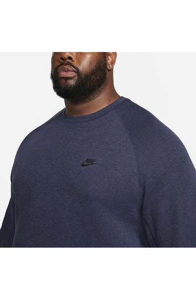 Shop Nike Tech Fleece Crewneck Sweatshirt In Obsidian Heather/ Black