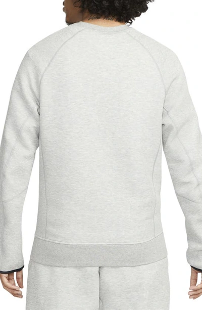 Shop Nike Tech Fleece Crewneck Sweatshirt In Dark Grey Heather/ Black