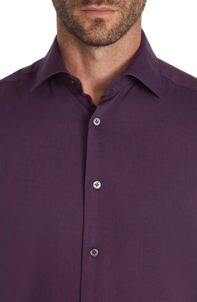 Shop Jack Victor Aurelio Cotton & Silk Blend Dress Shirt In Plum