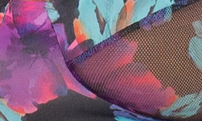 Shop Mapalé Floral Lace Underwire Bra, Thong & Garter Belt Set In Black Dream Flower Print