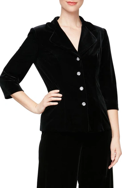 Alex Evenings Velvet Jacket In Black