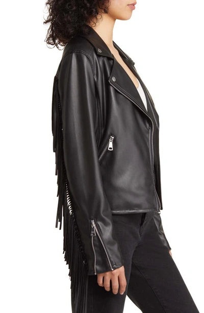 Shop Vigoss Fringe Moto Jacket In Black
