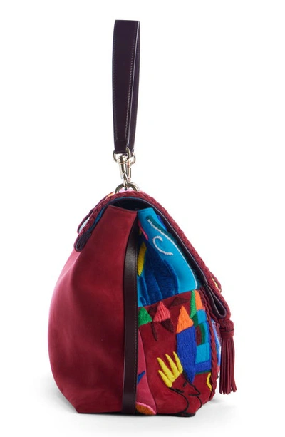 Shop Chloé Medium Penelope Flap Embroidered Suede Shoulder Bag In Multicolor 1 9ca