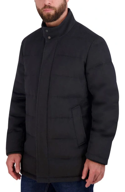 Shop Cole Haan Padded Down Wool Blend Jacket In Black