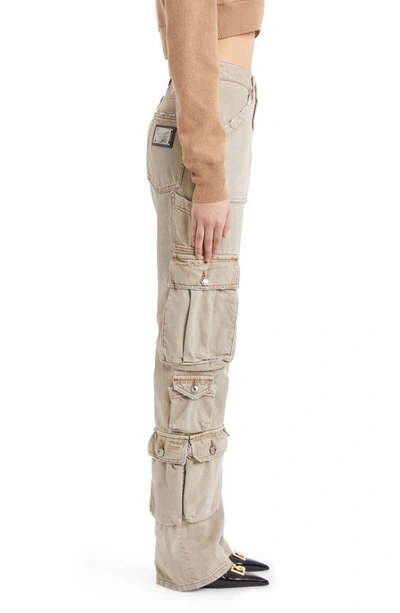 Shop Dolce & Gabbana Distressed Nonstretch Twill Cargo Pants In Beige