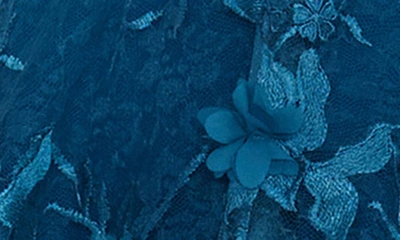 Dress The Population Audrey Embroidered Fit & Flare Dress In Peacock Blue