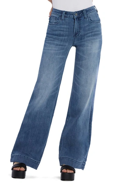 Shop Hint Of Blu Love Wide Leg Jeans In Sea Blue