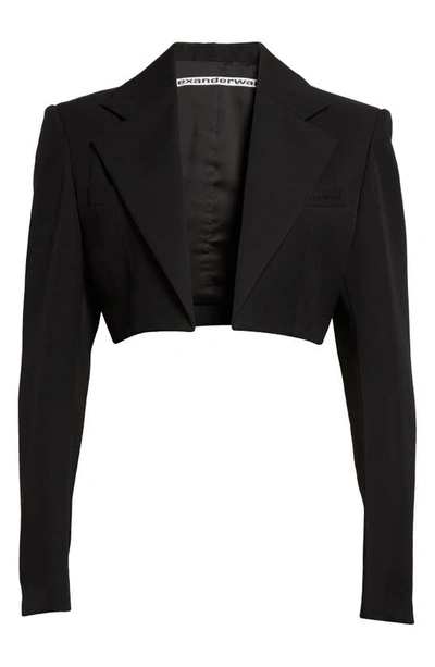 Shop Alexander Wang Wool Crop Tuxedo Blazer In 001 Black