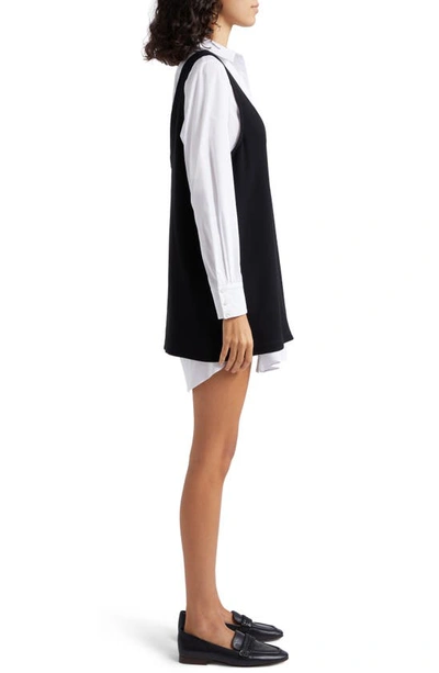 Shop Cinq À Sept Catilina Layered Long Sleeve Minidress In Black/ White