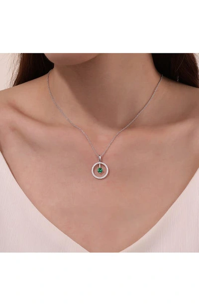 Shop Lafonn Simulated Diamond Lab-created Birthstone Reversible Pendant Necklace In Green/ May