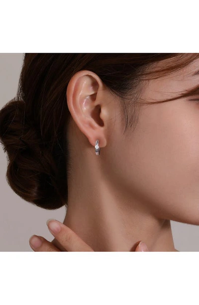 Shop Lafonn Simulated Diamond Huggie Hoop Earrings In Platinum/ White