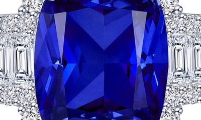 Lafonn Fancy Lab Created Sapphire & Simulated Diamond Halo Ring In Blue