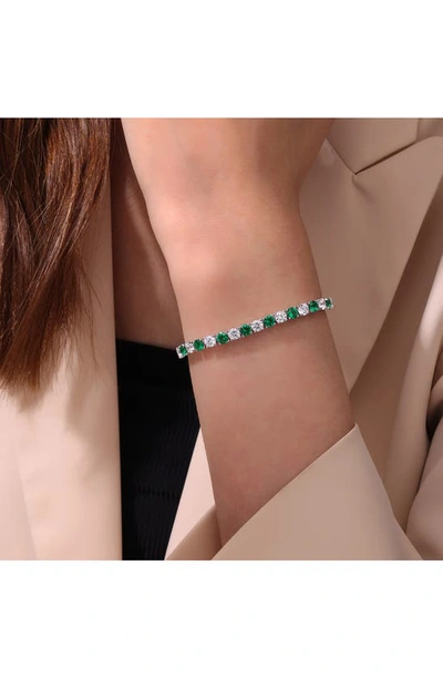 Shop Lafonn Simulated Emerald & Simulated Diamond Tennis Bracelet In Green