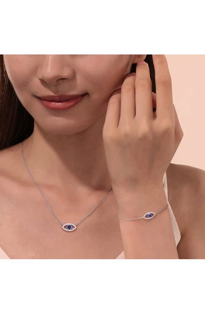 Shop Lafonn Simulated Diamond & Lab-created Sapphire Evil Eye Bracelet In Blue