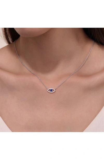Lafonn Evil Eye Lab Created Sapphire & Simulated Diamond Pendant Necklace In Blue