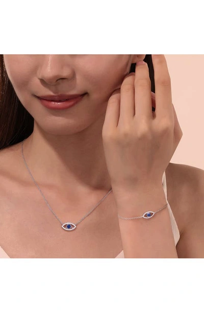 Lafonn Evil Eye Lab Created Sapphire & Simulated Diamond Pendant Necklace In Blue