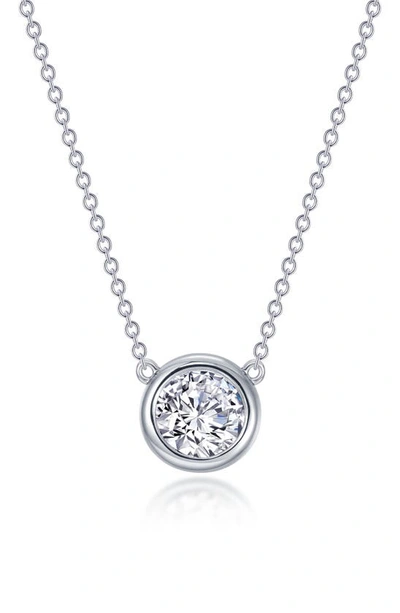 Shop Lafonn Simulated Diamond Bezel Set Pendant Necklace In White