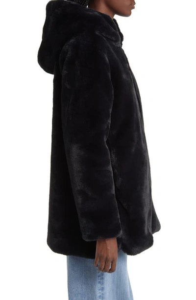 Shop Save The Duck Bridget Reversible Faux Fur Hooded Jacket In Black