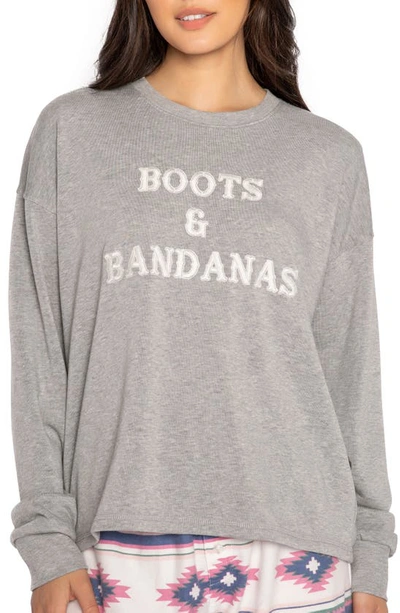 Shop Pj Salvage Embroidered Long Sleeve Pajama Top In Heather Grey