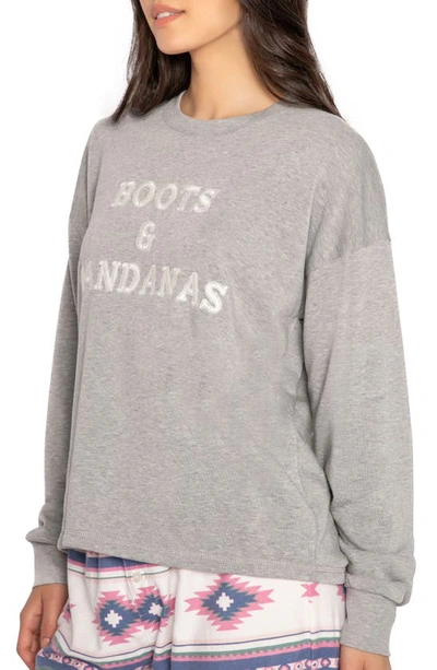 Shop Pj Salvage Embroidered Long Sleeve Pajama Top In Heather Grey