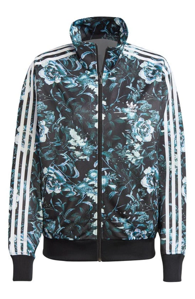 Shop Adidas Originals Firebird Floral 3-stripes Track Jacket In Black/ Multicolor