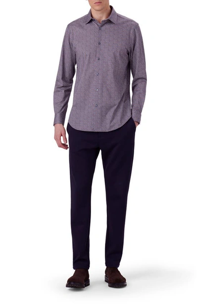 Shop Bugatchi James Ooohcotton® Coin Dot Print Button-up Shirt In Purple/ Burgundy