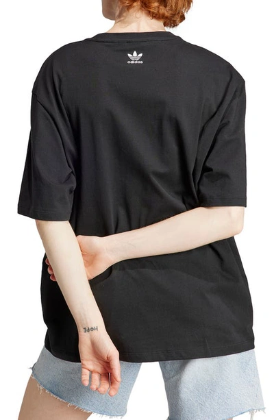 Shop Adidas Originals Flower Trefoil Oversize Cotton T-shirt In Black